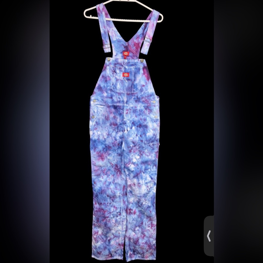 Tie-Dye Ice Dyed Denim Dickies Overalls Blue Purple Pink Red
